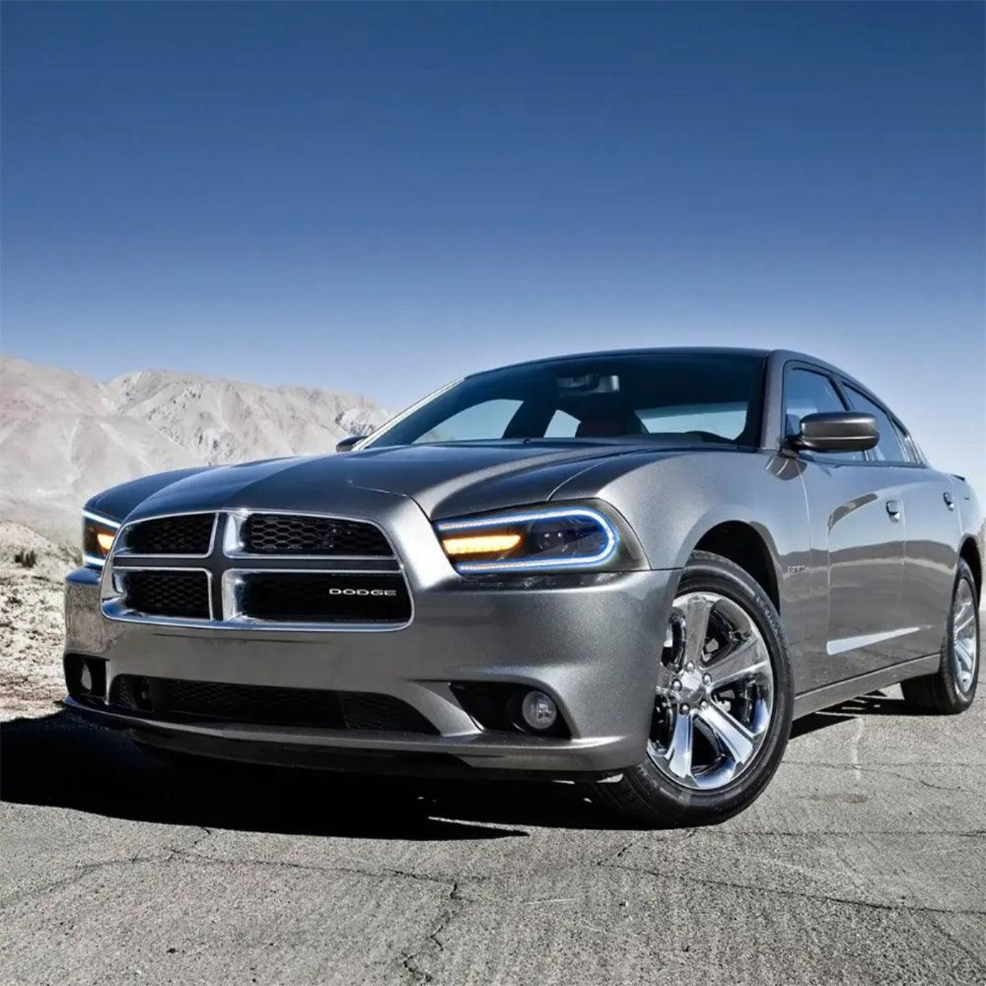 Auxbeam LED Headlight Assembly RGB Dual Beam Projector Black For 2011-2014 Dodge Charger(LD) - GD002676