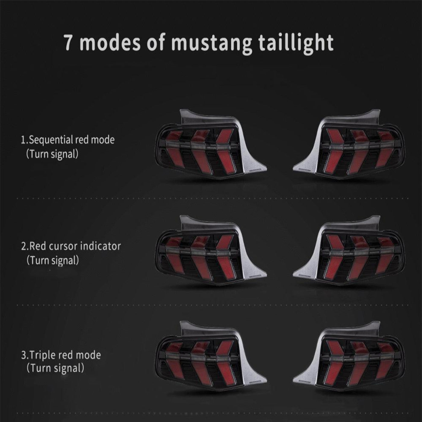 Auxbeam LED Tail Lights Assembly With 5 Modes Turn Signal 2 Modes Brake Lighting Smoked For 2010-2012 Ford Mustang 5th Gen (S-197 II) Pre-Facelift - ZC000162