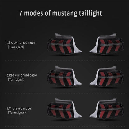 Auxbeam LED Tail Lights Assembly With 5 Modes Turn Signal 2 Modes Brake Lighting Smoked For 2010-2012 Ford Mustang 5th Gen (S-197 II) Pre-Facelift - ZC000162