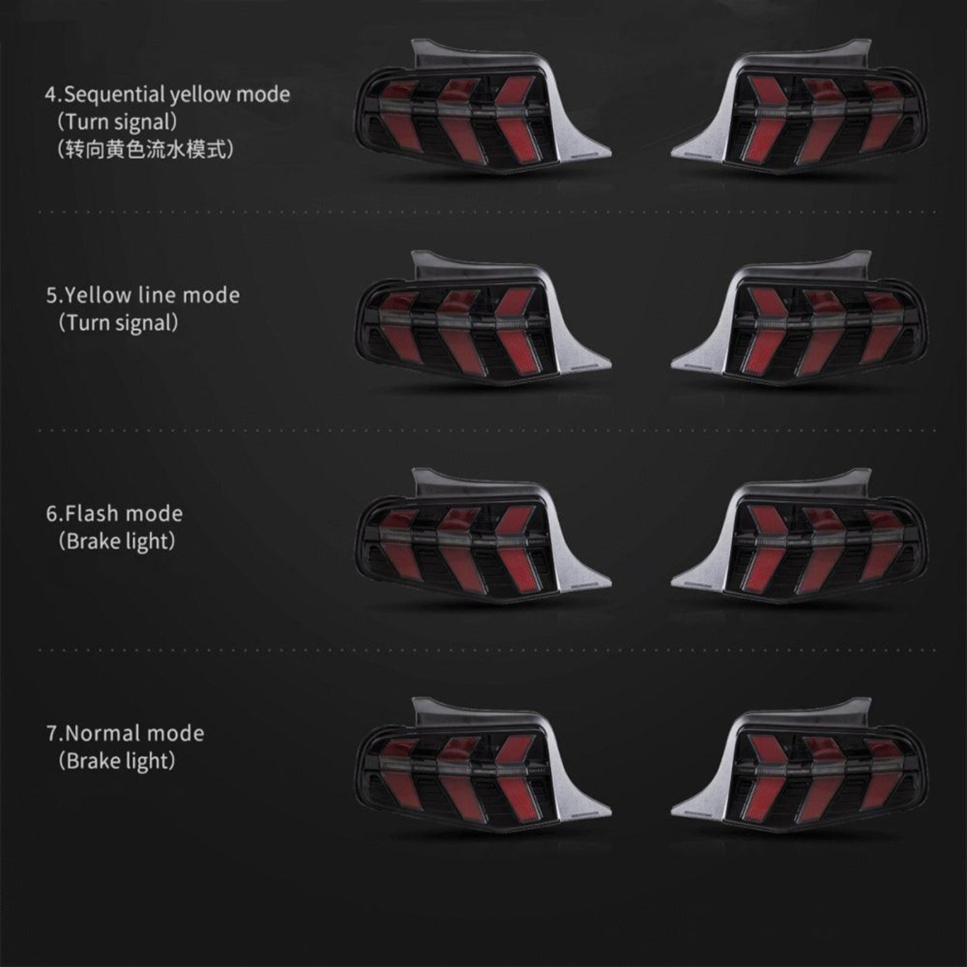 Auxbeam LED Tail Lights Assembly With 5 Modes Turn Signal 2 Modes Brake Lighting Smoked For 2010-2012 Ford Mustang 5th Gen (S-197 II) Pre-Facelift - ZC000162