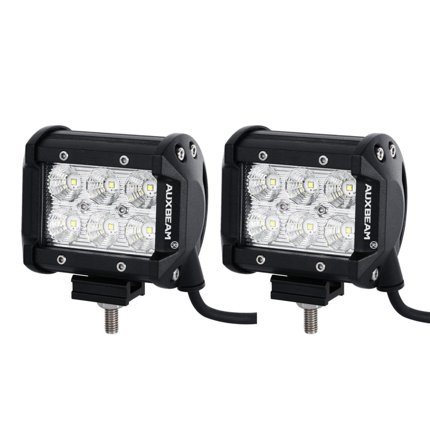 Auxbeam 7" LED Halo Headlights + 5D-PRO 52" Straight LED Light Bar + Windshield Mounting Brackets + 18W Flood Beam Pod Lights Set for Jeep Wrangler TJ - GP00007758