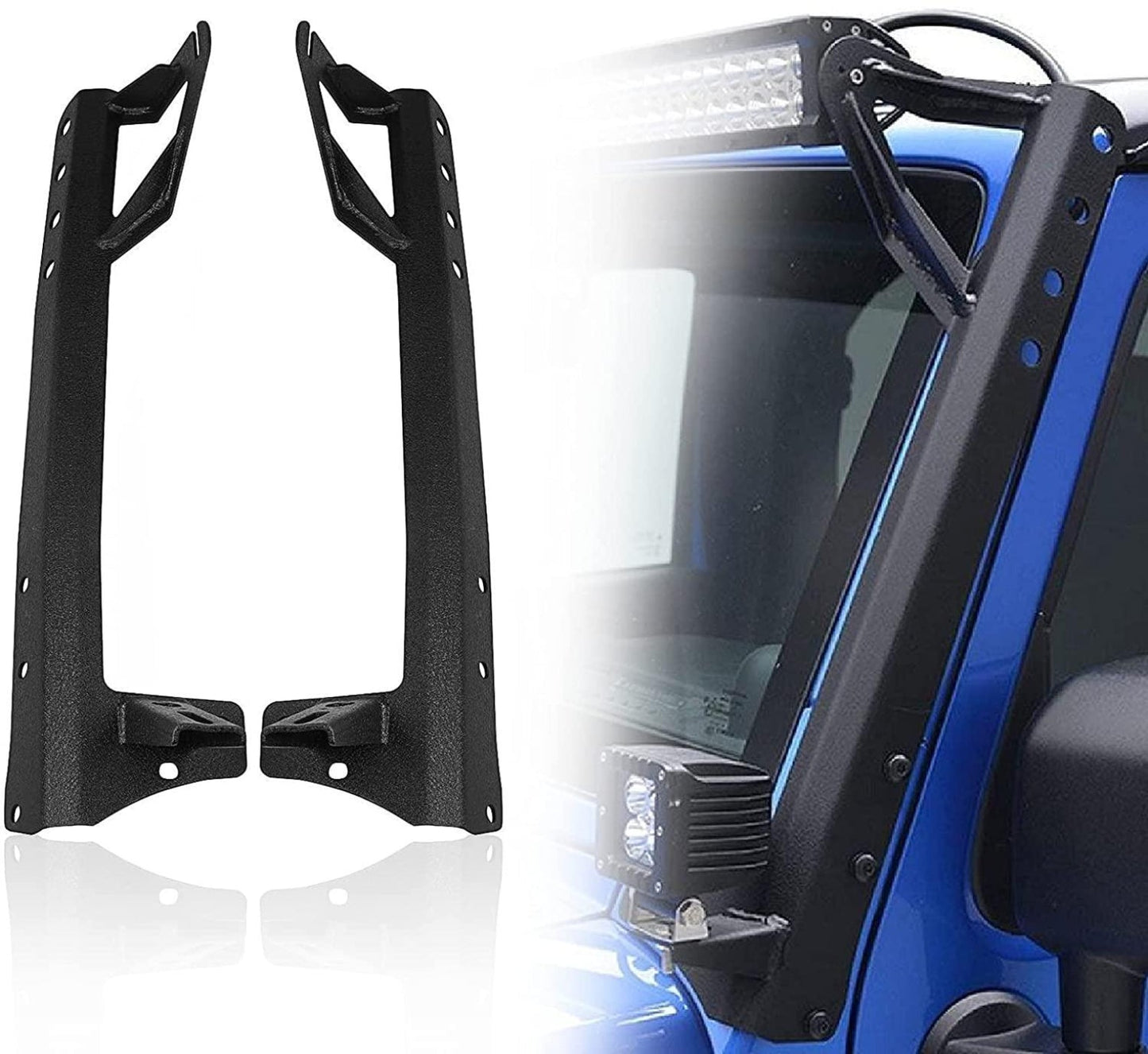 Auxbeam 52" 5D-PRO LED Light Bar & 3"LED PODS & 2 IN 1 Design Windshield Mounting Brackets For Jeep Wrangler JK 2007~2017 - GP00007524