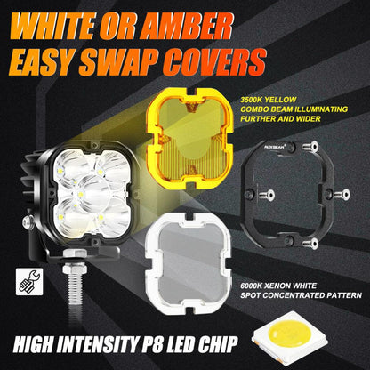Auxbeam AR-800 RGB Switch Panel + 3 Inch LED Pods with White&Yellow Cover - GP00012139