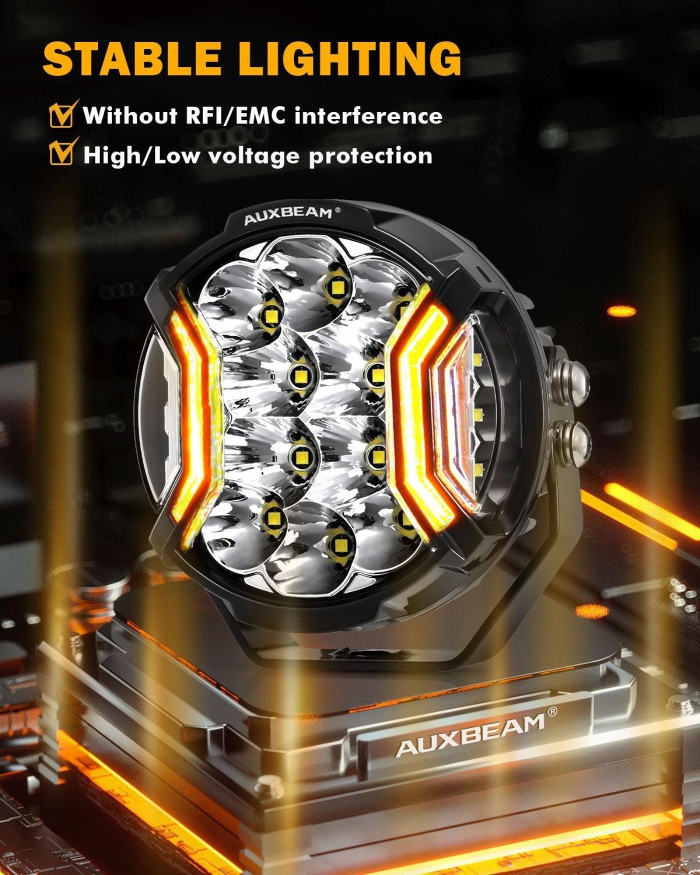 Auxbeam V-ULTRA Series 6/8 Pcs 5 Inch 172W LED Side Shooter Amber DRL with Power Harness - GP00011304