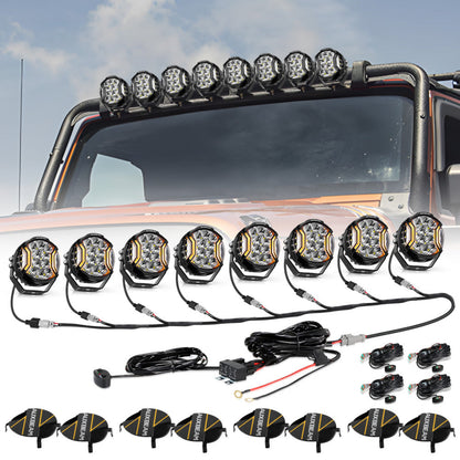 Auxbeam V-ULTRA Series 6/8 Pcs 5 Inch 172W LED Side Shooter Amber DRL with Power Harness - GP00011304