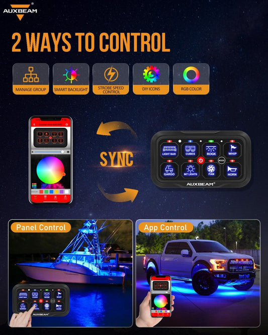 Auxbeam AR-800 RGB Switch Panel + 3 Inch LED Pods with White&Yellow Cover - GP00012139