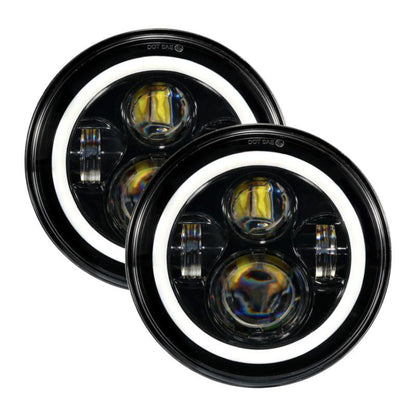 Auxbeam  07-17 Jeep JK - Mega Bundle, 7" LED Halo Headlights,52" 300W Straight LED Light Bar&Windshield Mounting Brackets, 18W Pods light - GP00007587