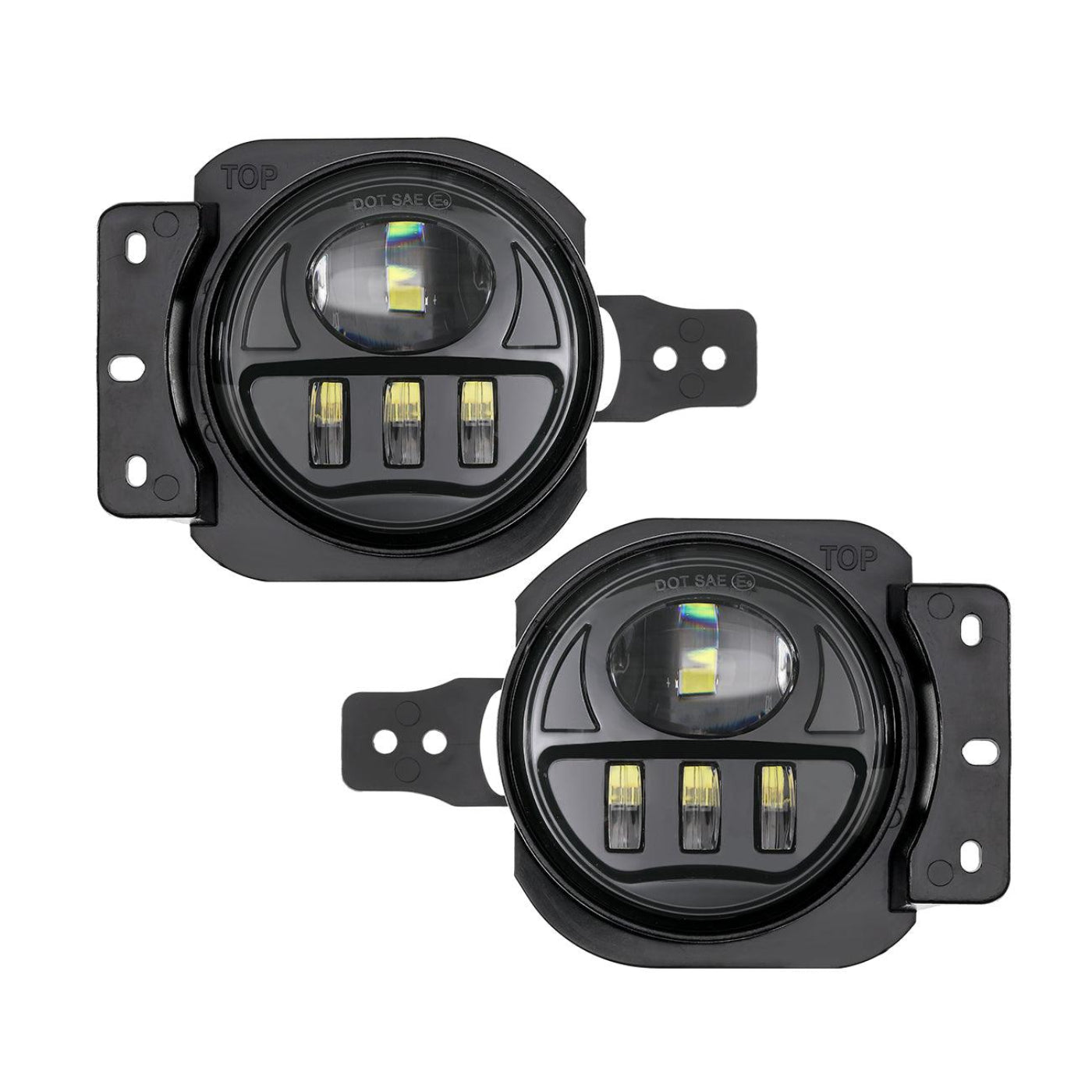 Auxbeam 9'' Round 100W LED Headlights with DRL & 4 Inch 30W LED Fog Lights with Adapter Ring for Jeep Wrangler JL 2018-2019 - GP00007533