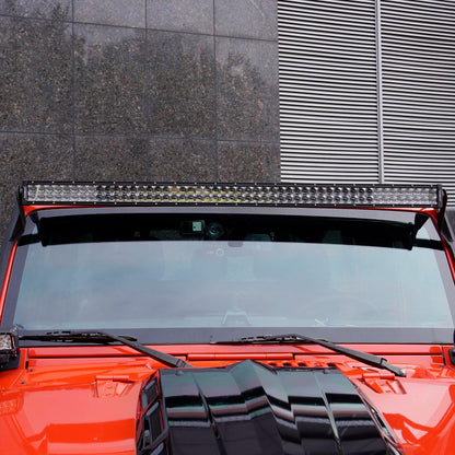 Auxbeam  07-17 Jeep JK - Mega Bundle, 7" LED Halo Headlights,52" 300W Straight LED Light Bar&Windshield Mounting Brackets, 18W Pods light - GP00007587