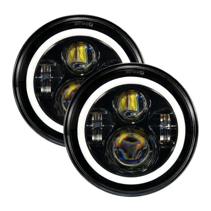 Auxbeam 7" LED Halo Headlights + 5D-PRO 52" Straight LED Light Bar + Windshield Mounting Brackets + 18W Flood Beam Pod Lights Set for Jeep Wrangler TJ - GP00007758