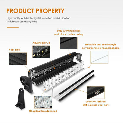 Auxbeam  07-17 Jeep JK - Mega Bundle, 7" LED Halo Headlights,52" 300W Straight LED Light Bar&Windshield Mounting Brackets, 18W Pods light - GP00007587