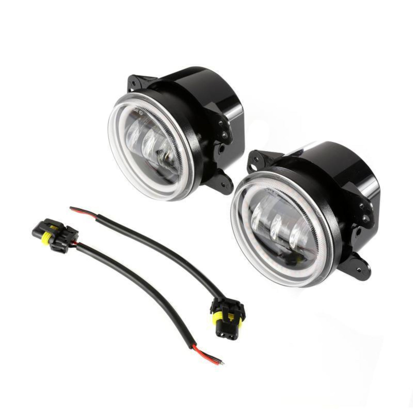 Auxbeam 7" LED Halo Headlights + 4" Inch LED Fog Lights with DRL + 5D-PRO 52" Straight LED Light Bar + Windshield Mounting Brackets + 18W Flood Beam Pod Lights Set for for Jeep Wrangler JK - GP00007761
