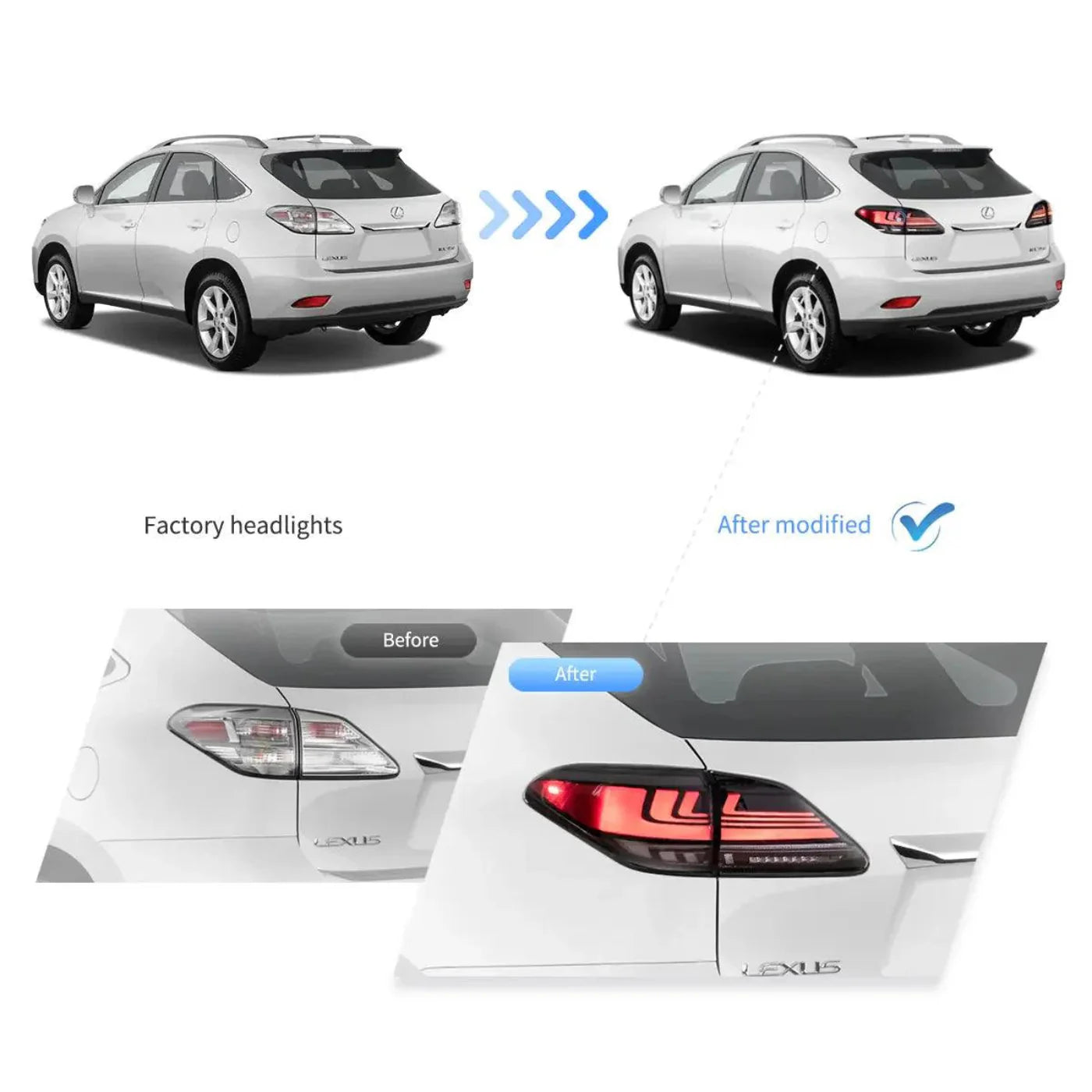AuxbeamLED Tail Lights Assembly With Dynamic Welcome Lighting For 2008-2014 Lexus RX Series 3th Gen (AL10)(JAPAN BUILT) - ZC000167