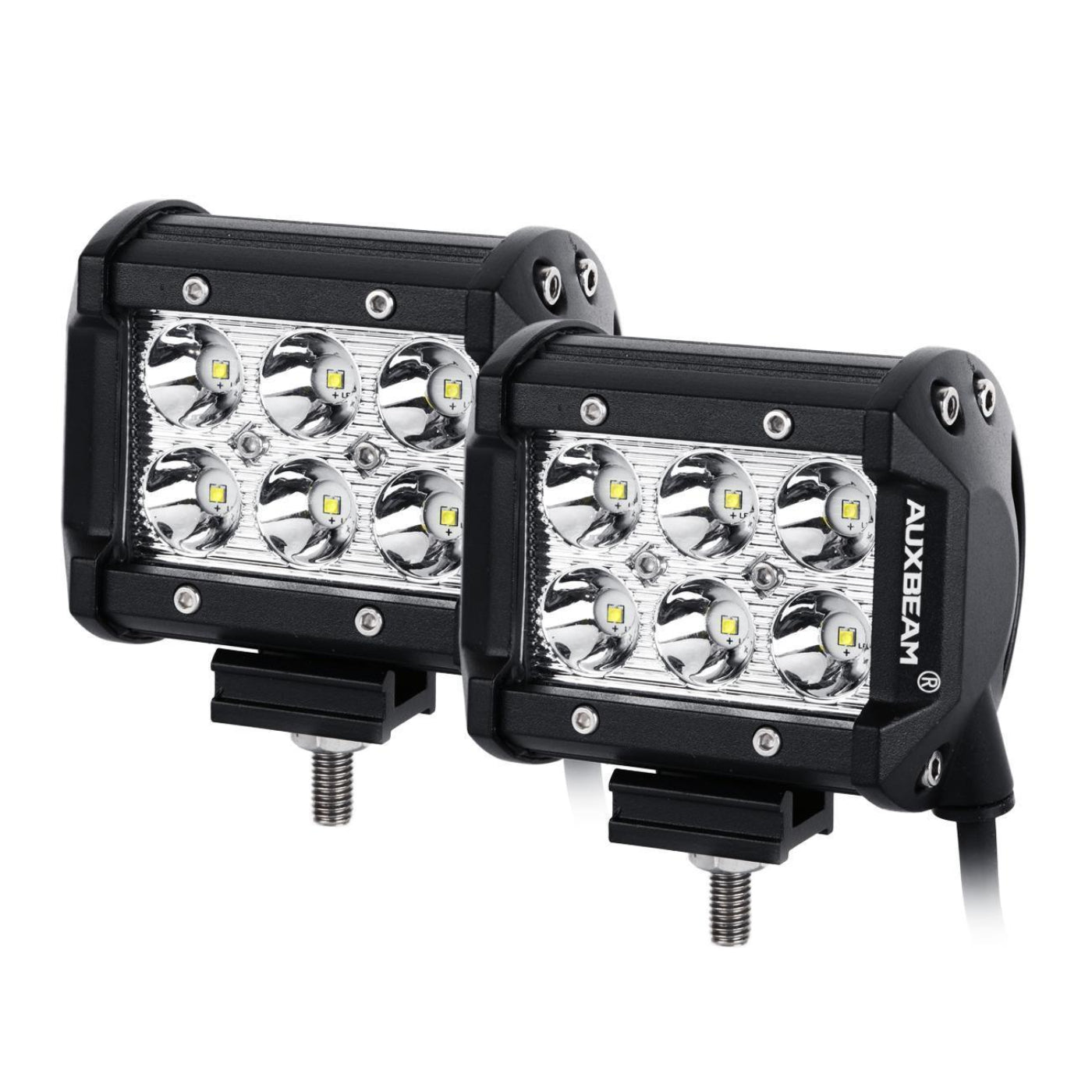 Auxbeam 7" LED Halo Headlights+5D-PRO 52" Straight LED Light Bar+Windshield Mounting Brackets 18W Pod Lights Set for Jeep Wrangler TJ - GP00007757