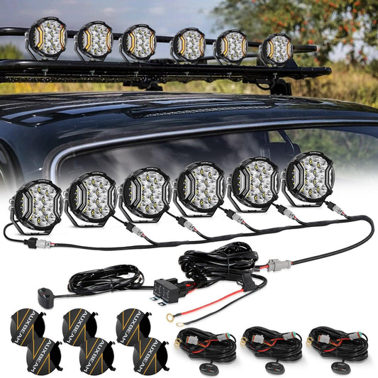 Auxbeam V-ULTRA Series 6/8 Pcs 5 Inch 172W LED Side Shooter Amber DRL with Power Harness - GP00011304