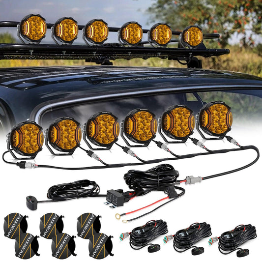 Auxbeam V-ULTRA Series 6/8 Pcs 5 Inch 172W LED Side Shooter Amber DRL with Power Harness - GP00011308