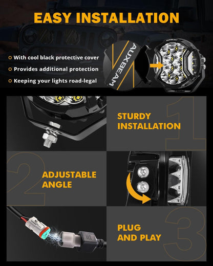 Auxbeam V-ULTRA Series 6/8 Pcs 5 Inch 172W LED Side Shooter Amber DRL with Power Harness - GP00011304