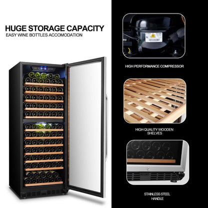 Lanbo 138 Bottles Dual Zone Stainless Steel Right Hinge Wine Coolers LW142D - LW142D