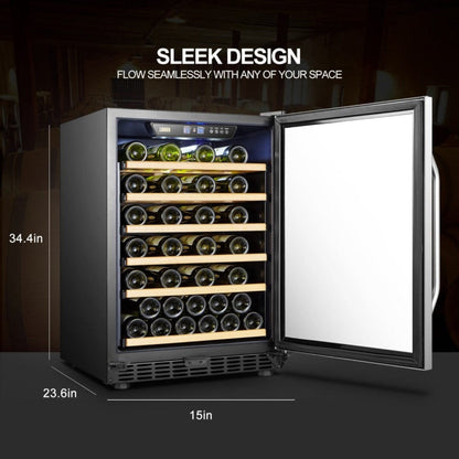 Lanbo 52 Bottles Single Zone Stainless Steel Wine Coolers - LW52S