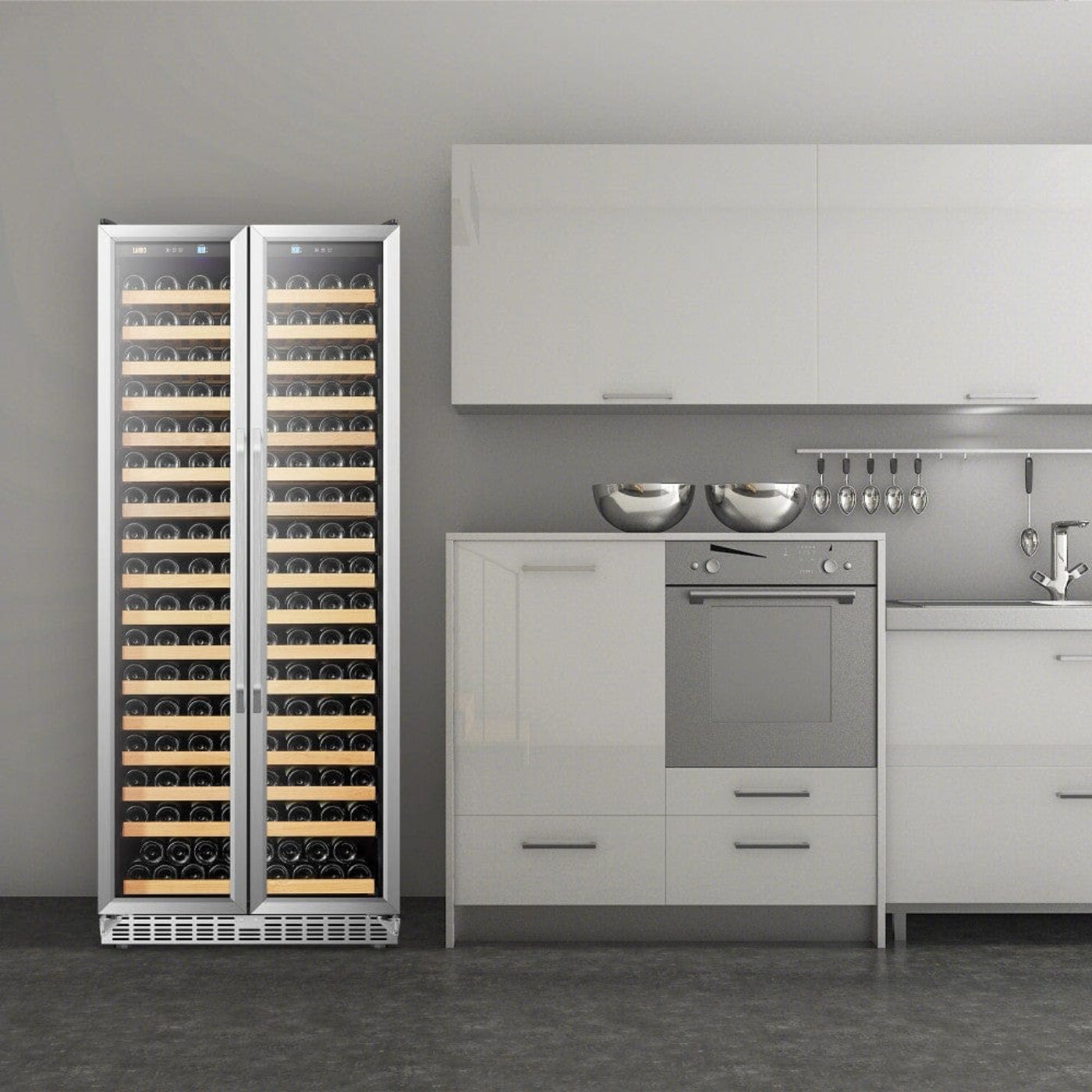 Lanbo Luxury 289 Bottles Dual Door Stainless Steel Wine Coolers - LW328SD